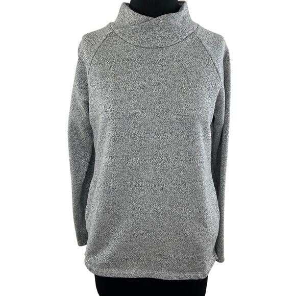 THEORY Gray Heather Mock Neck Cotton Terry Long Sleeve Pocket Tunic Sweater S - Picture 1 of 8